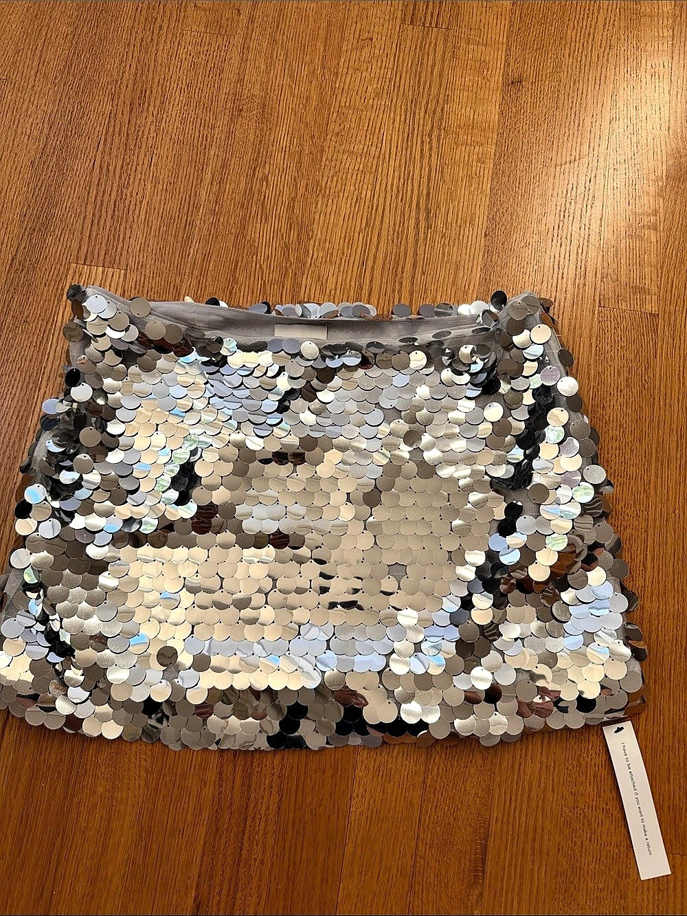 Reformation Cara Low Waist Skirt Sequin Mini Skirt in Silver & Black NWT